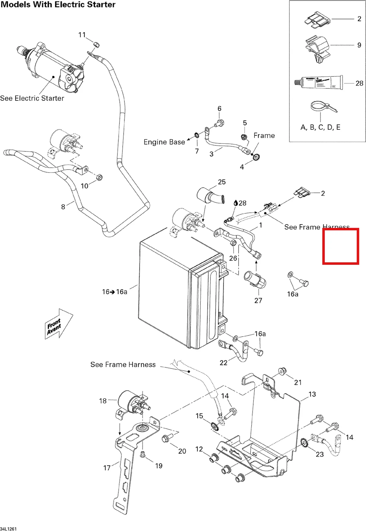 Деталь 619300022 (Деталь Shim 46 Mm. 32 X 0,305) на схеме узла 10- Battery And Starter