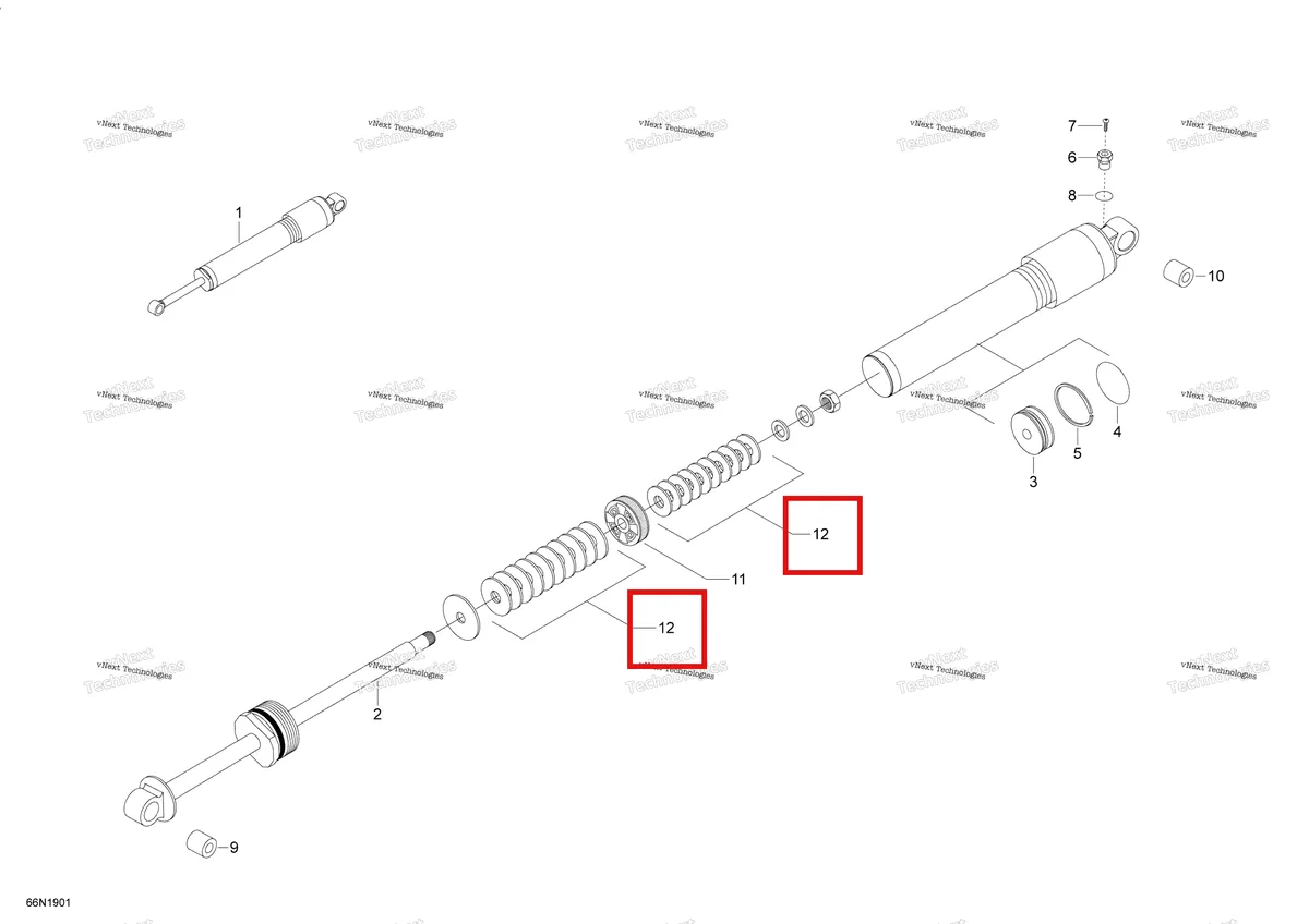 Деталь 619300075 (Деталь Shim 36/40 Mm.   12 X 0,152) на схеме узла 2019 Ski-Doo EXPEDITION XTREME 800R E-TEC Front Shocks - 800R E-Tec