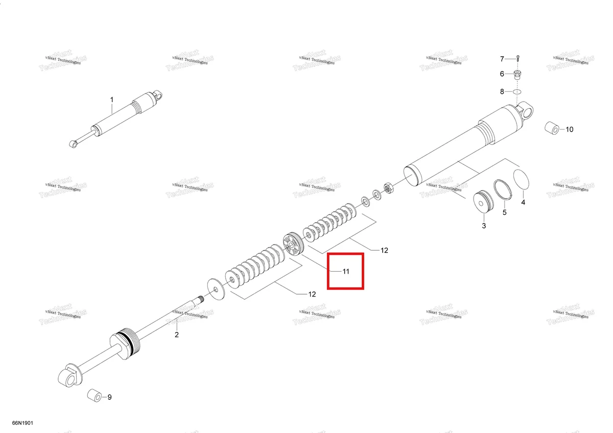 Деталь 619300110 (Деталь Piston 36mm., 6 X 0,3 Slits) на схеме узла 2019 Ski-Doo EXPEDITION XTREME 800R E-TEC Front Shocks - 800R E-Tec