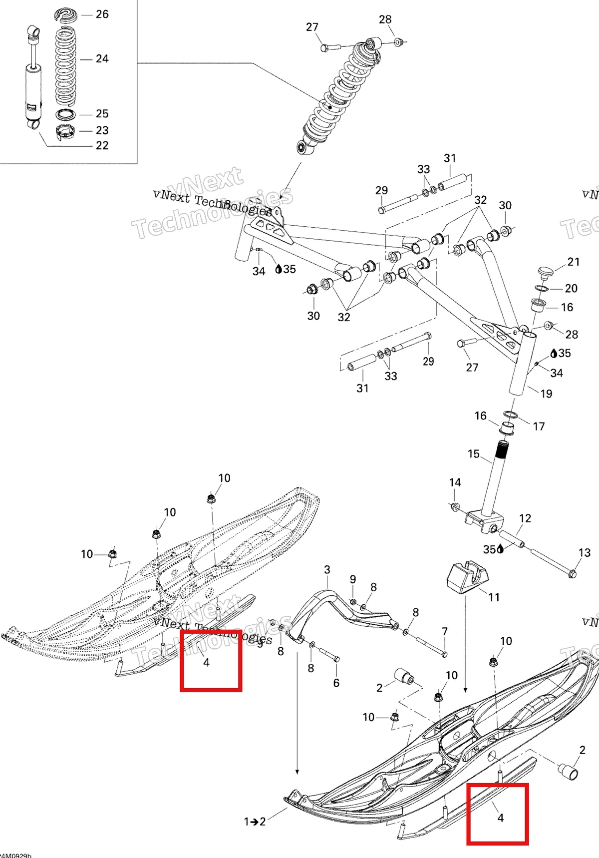 Деталь 619400005 (Деталь Runner Kit 4 Carbides) на схеме узла 2009 Ski-Doo Skandic Tundra LT V800 4-TEC Front Suspension And Ski Euro