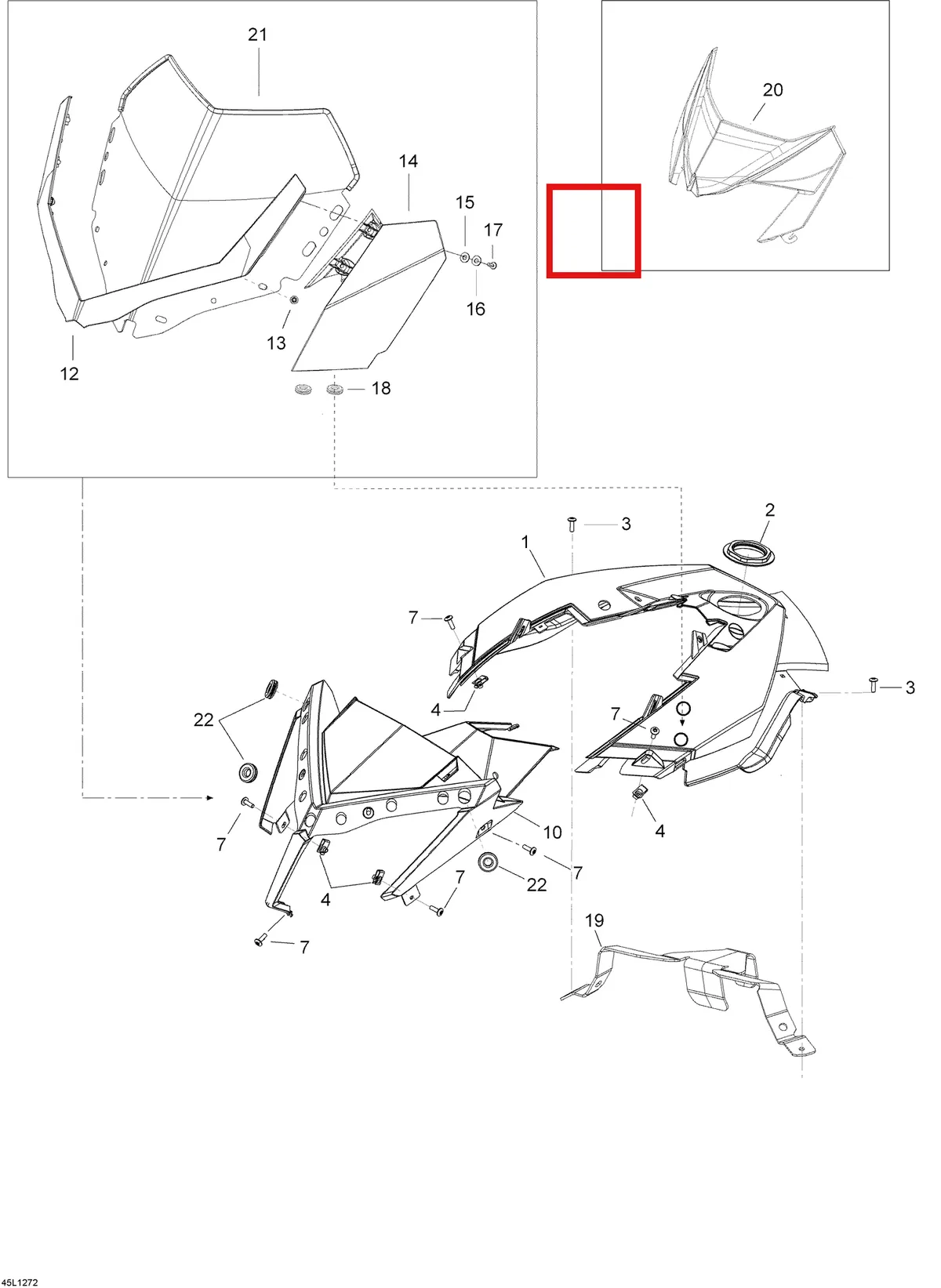 Деталь 619560022 (Деталь Wind Deflector Kit Re-x Incl. 14-18) на схеме узла 09- Windshield And Console