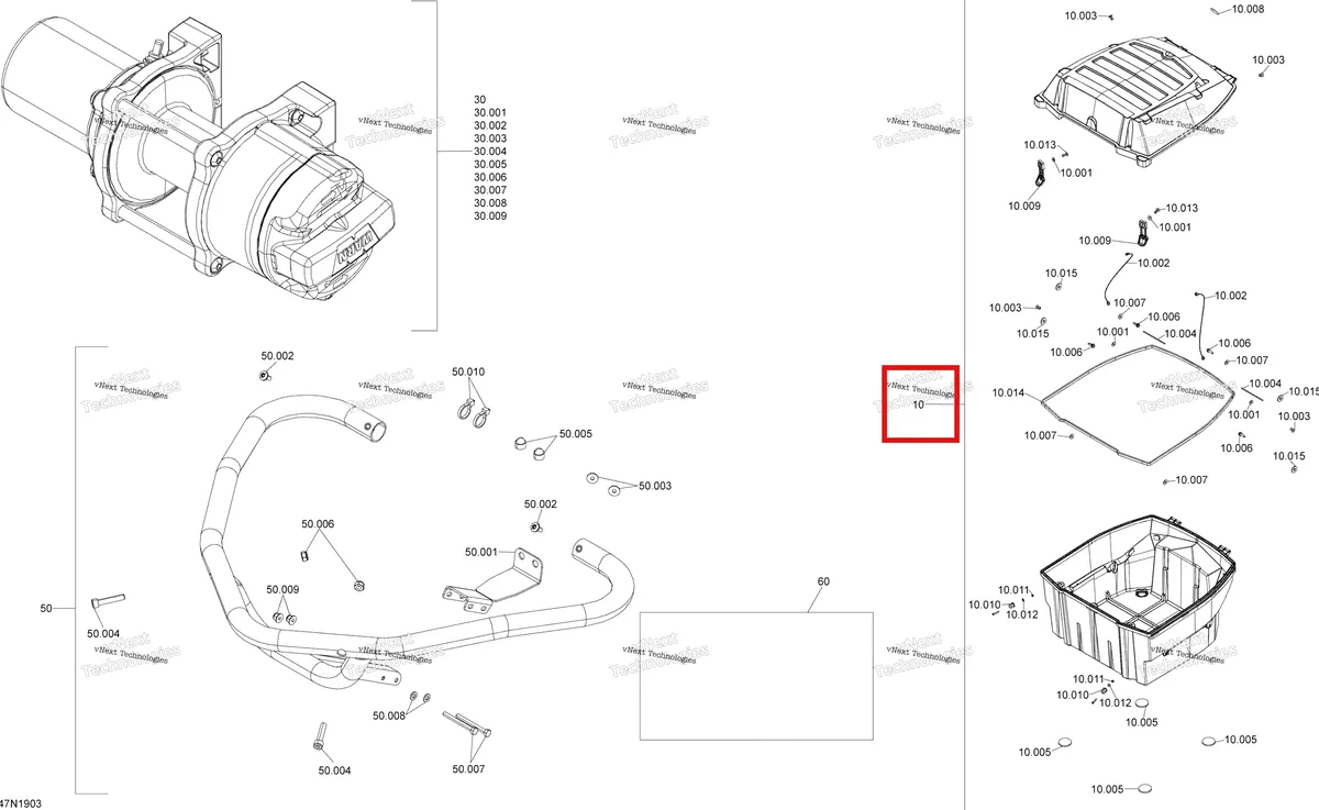 Деталь 619560023 (Деталь Gargo Box) на схеме узла 2019 Ski-Doo EXPEDITION LE-SE 600HO E-TEC Options - 600Ho E-Tec - Package Se