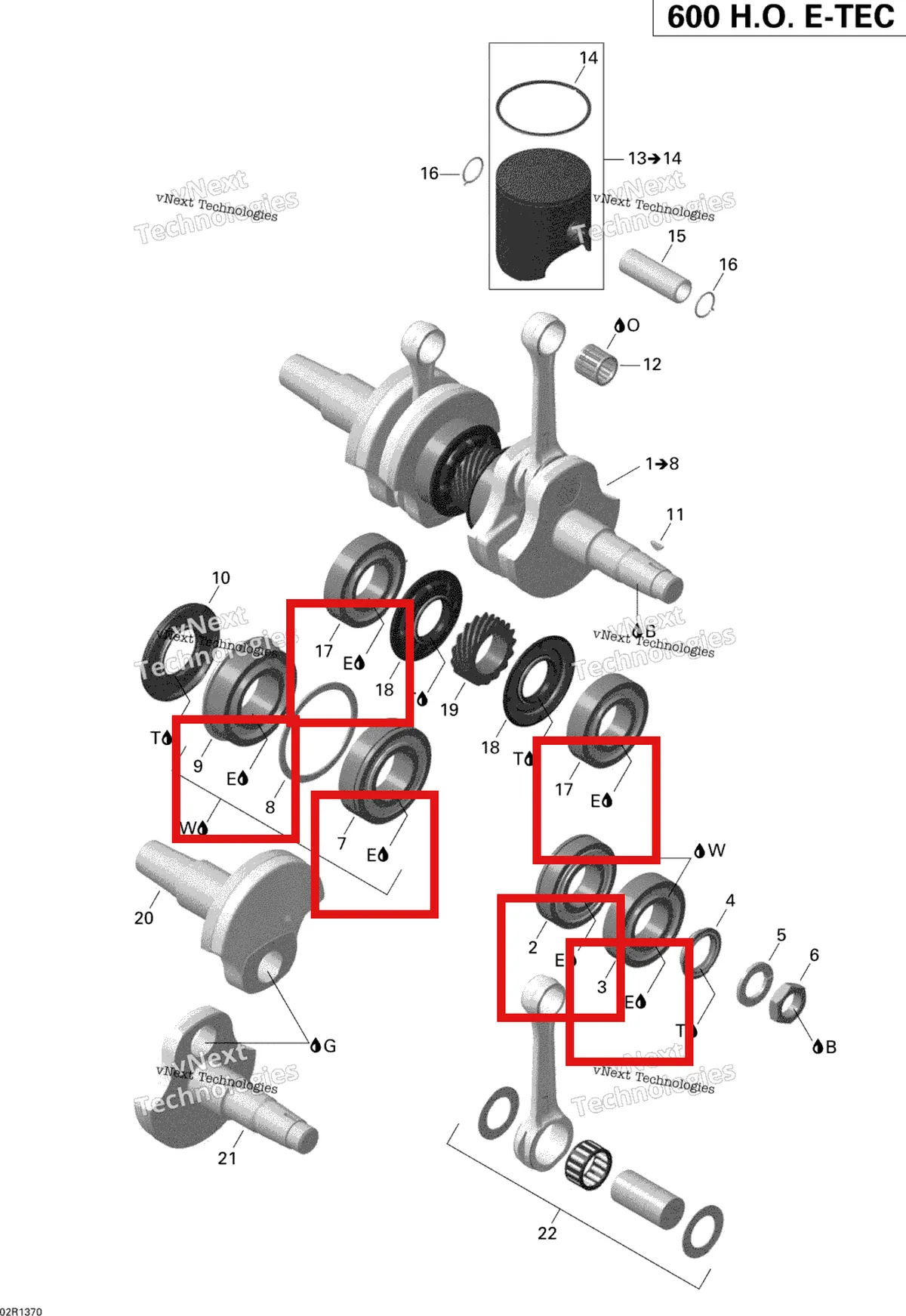 Деталь 619600013 (Деталь Loctite 8151, Antiseize Lubricant, 8 Oz) на схеме узла 2013 Ski-Doo EXPEDITION LE 600HOE, REV XU Crankshaft And Pistons