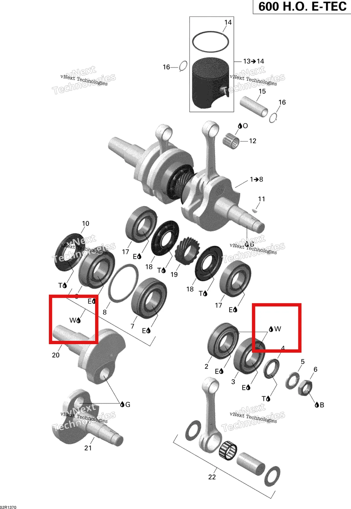 Деталь 619600025 (Деталь Isoflex Grease, Topas Nb52, 50 G) на схеме узла 2013 Ski-Doo EXPEDITION LE 600HOE, REV XU Crankshaft And Pistons