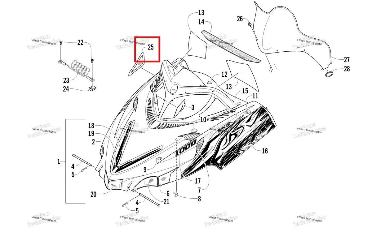 Деталь 6606-238 на схеме узла Hood And Windshield Assembly