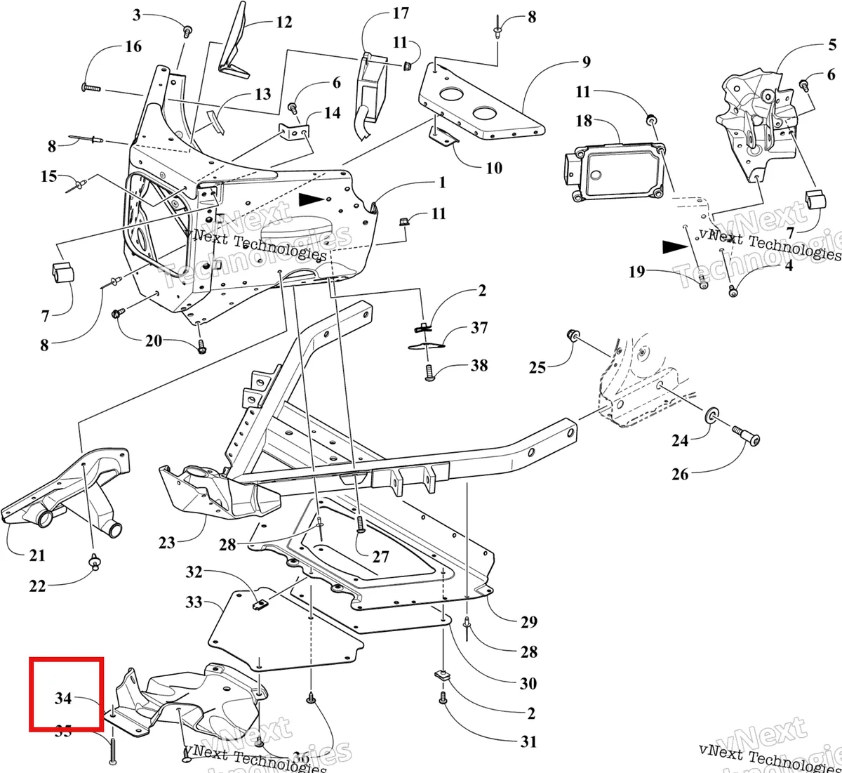Деталь 6606-614 на схеме узла Front Frame Assembly