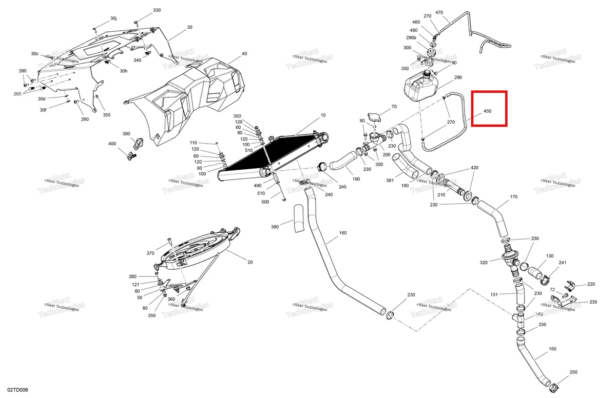 Деталь 703100399 на схеме узла 2024 Can-Am Outlander 850 EFI 4X4 - 4KRA - X MR Package - Legion Red Engine - Cooling