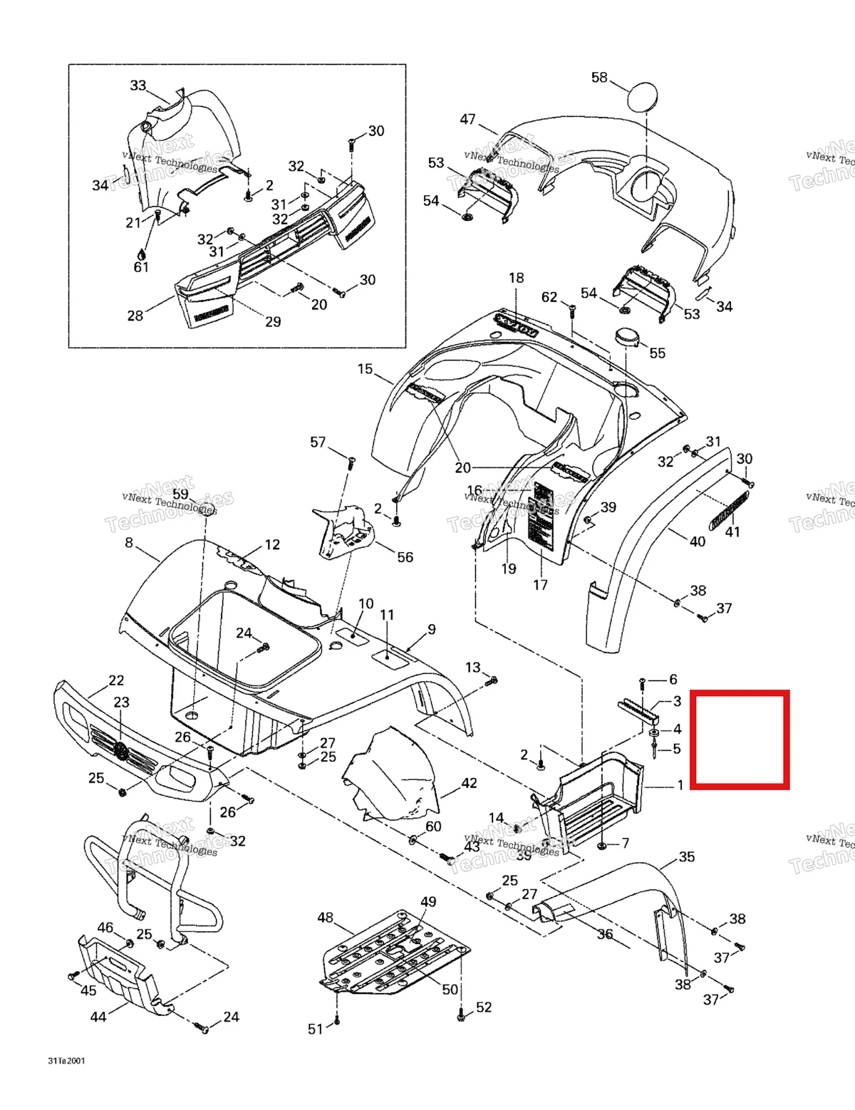Деталь 703500010 на схеме узла 2000 Can-Am Traxter, 7400/7401 Body And Accessories