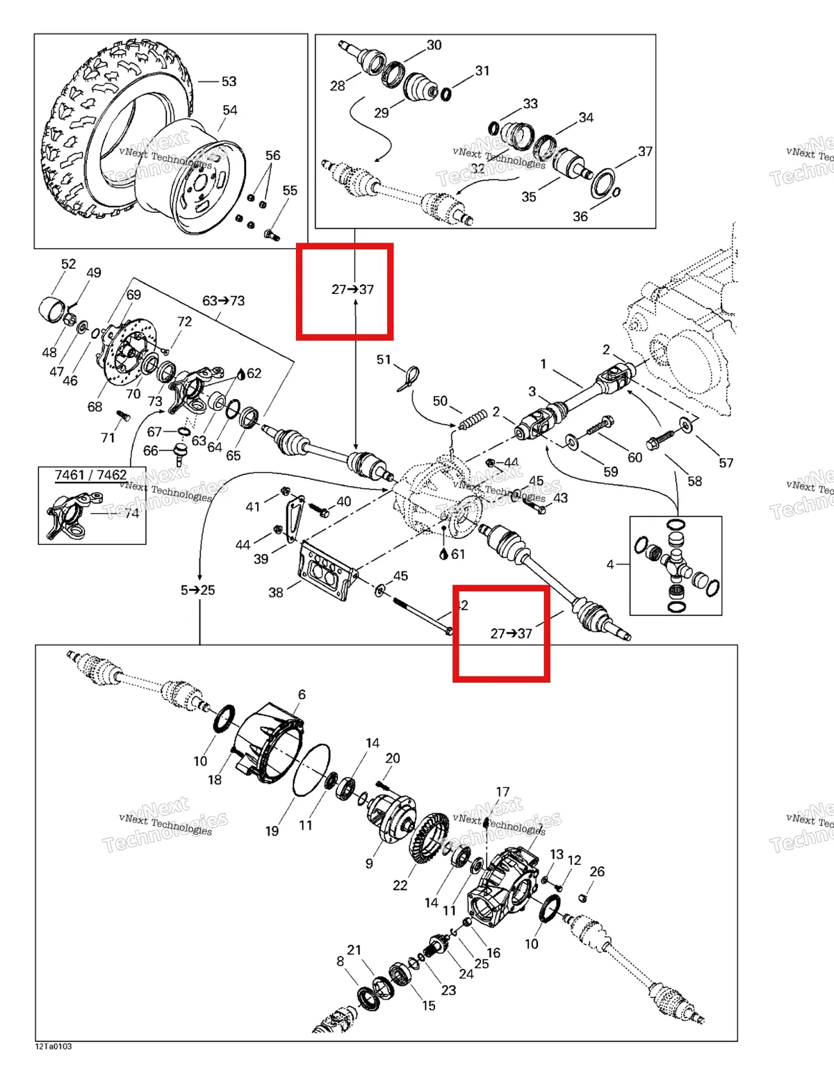 Деталь 703500021 на схеме узла 2001 Can-Am Traxter Autoshift Drive System, Front