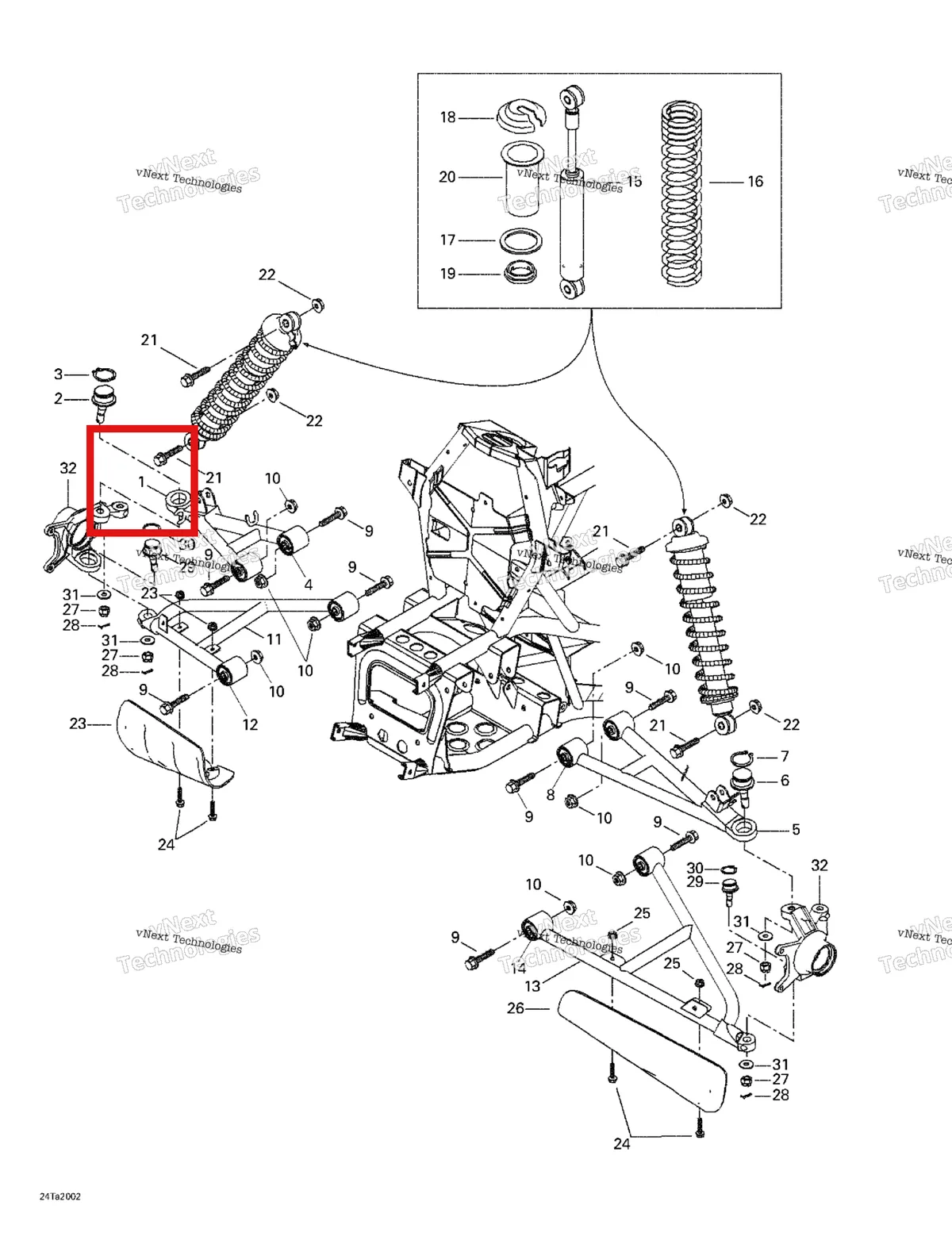 Деталь 703500042 на схеме узла 2000 Can-Am Traxter, 7405/7406 Front Suspension