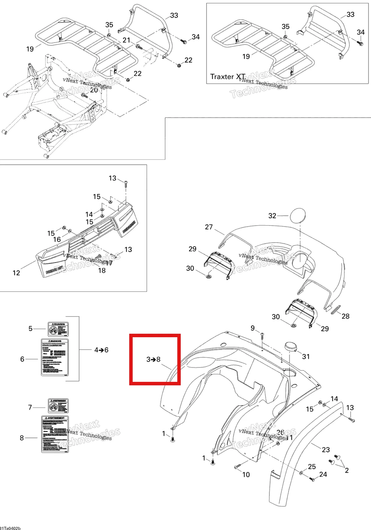 Деталь 703500112 на схеме узла 2004 Can-Am Traxter Auto Std & XT Body And Accessories, Rear View