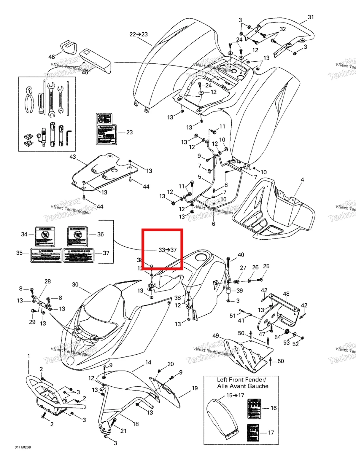 Деталь 703500128 на схеме узла 2002 Can-Am DS 650 Baja Frame And Body