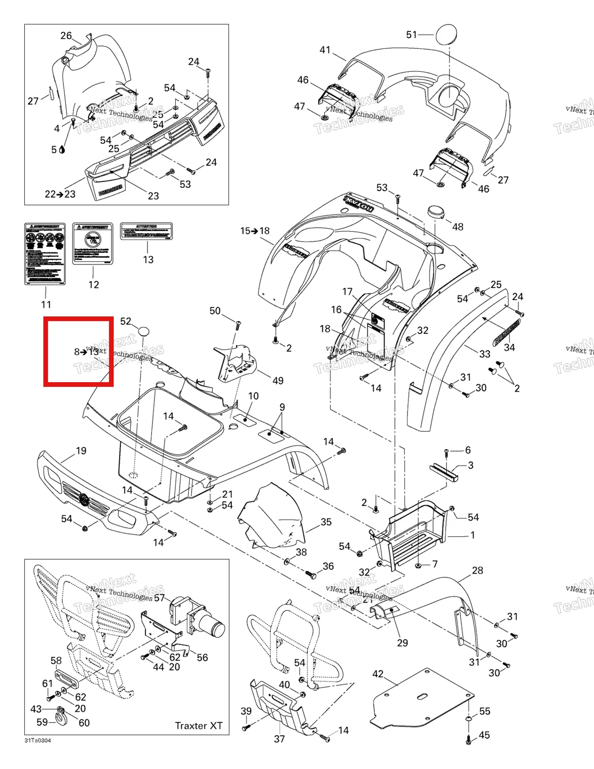 Деталь 703500140 на схеме узла 2003 Can-Am Traxter Autoshift Std Body And Accessories