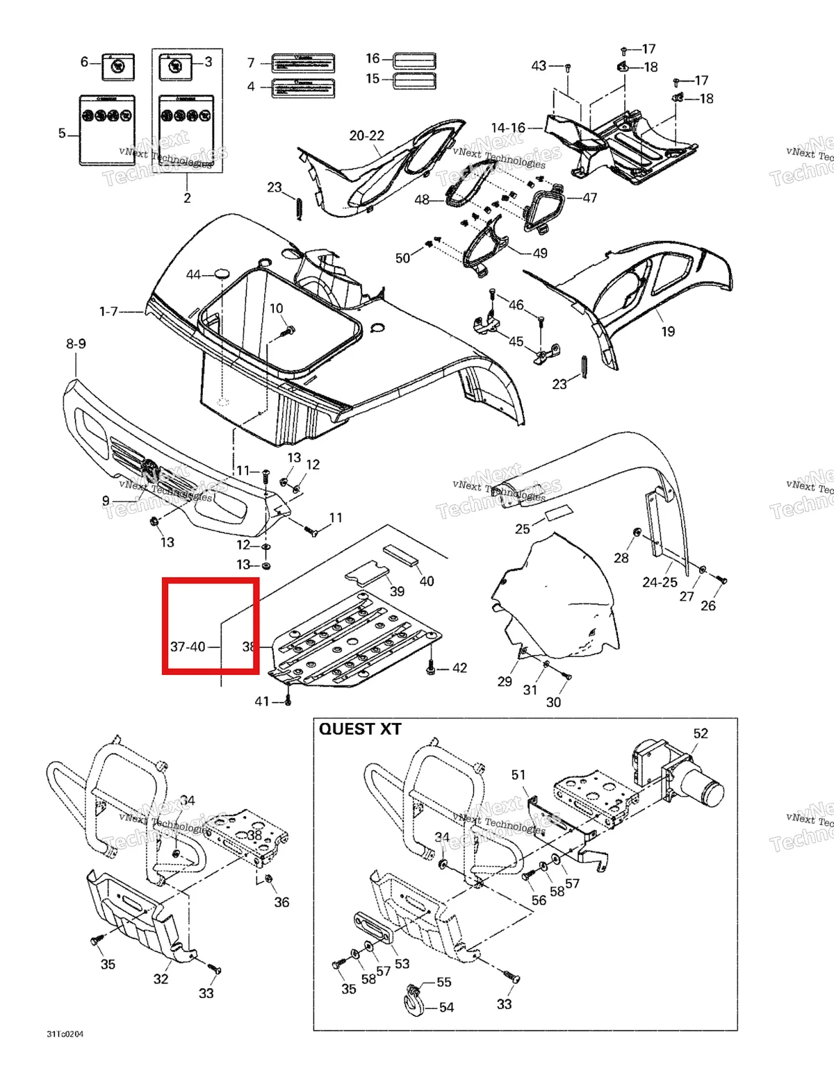 Деталь 703500144 на схеме узла 2002 Can-Am Quest XT Body And Accessories