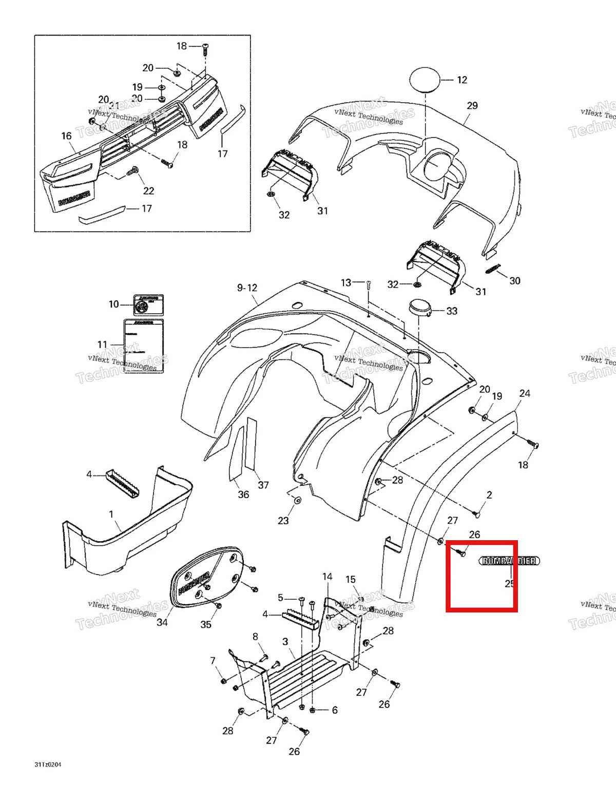 Деталь 703500147 на схеме узла 2002 Can-Am Quest XT Body And Accessories 2