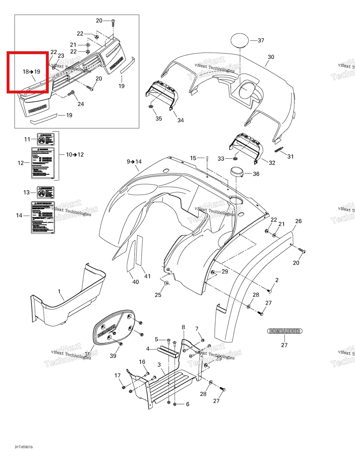 Деталь 703500153 на схеме узла 2003 Can-Am Quest 500 Body And Accessories, Rear View