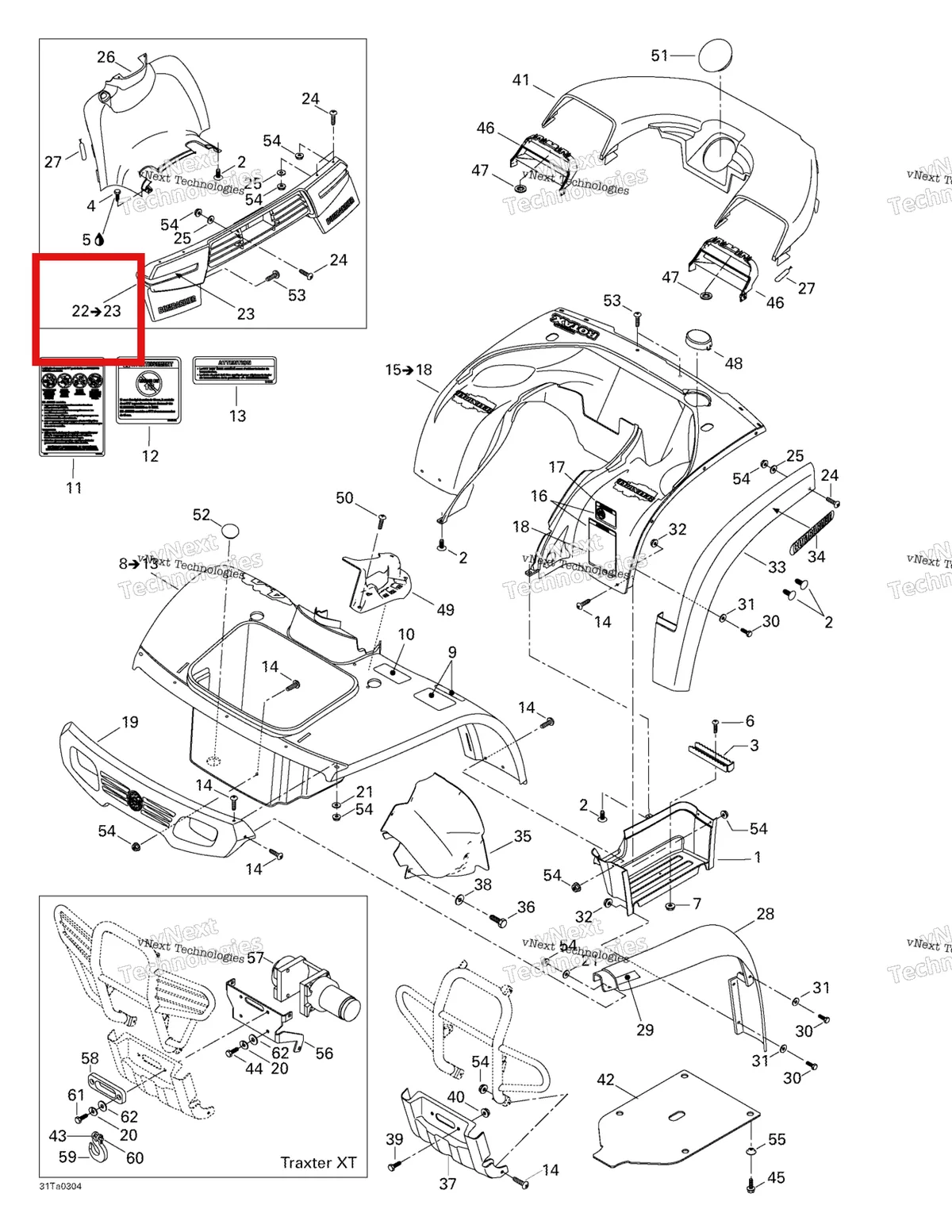 Деталь 703500208 на схеме узла 2003 Can-Am Traxter Autoshift Std Body And Accessories