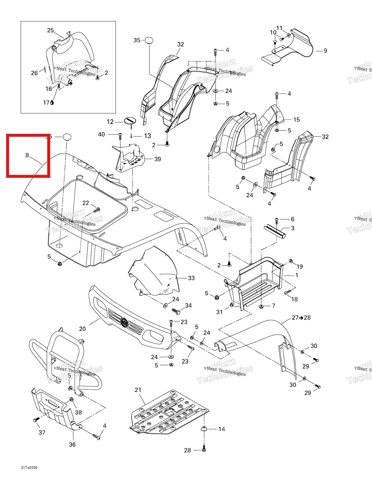 Деталь 703500243 на схеме узла 2003 Can-Am Traxter XL, 7565 Body And Accessories