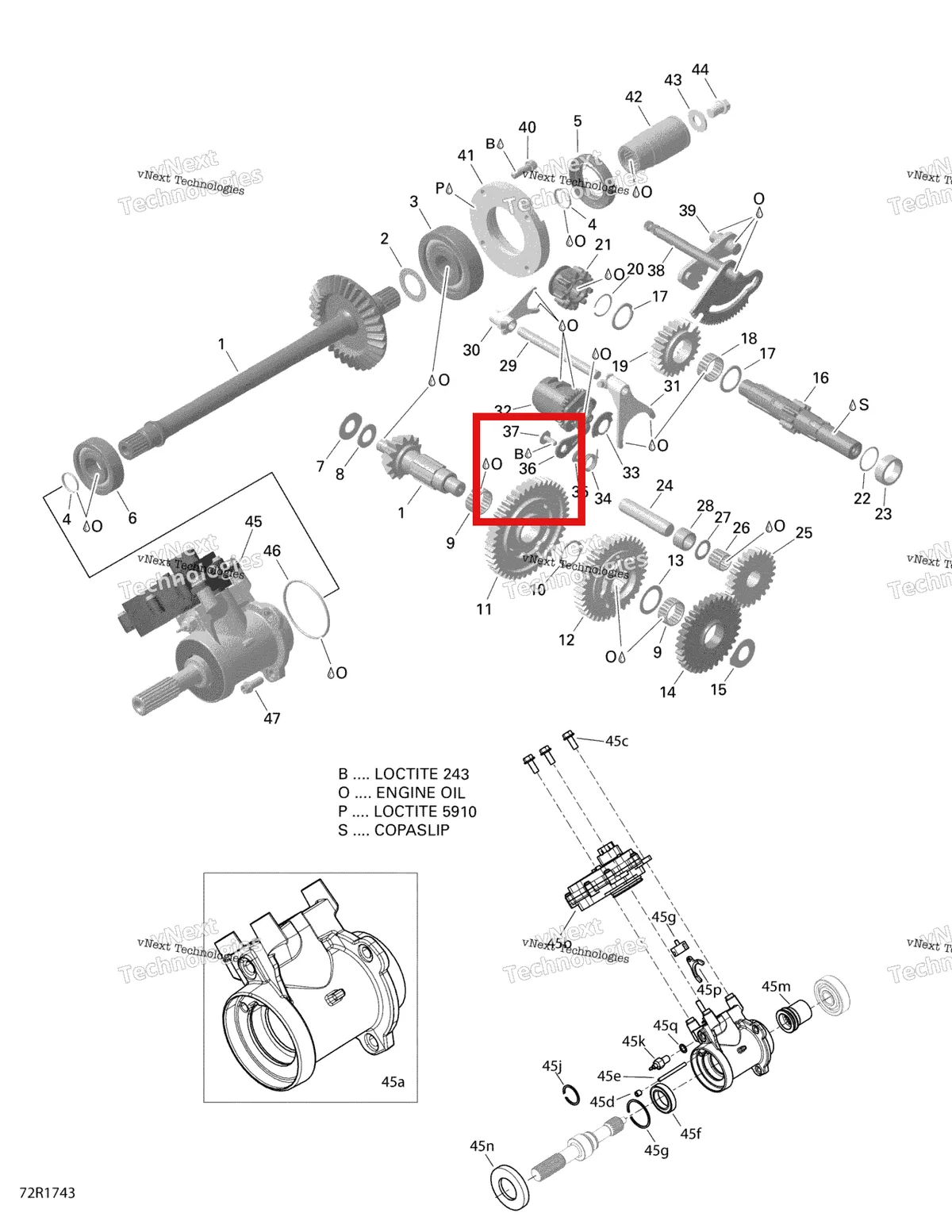Деталь 703500254 на схеме узла 2021 Can-Am Defender HD5 - BASE DPS Rotax - Gear Box And Components