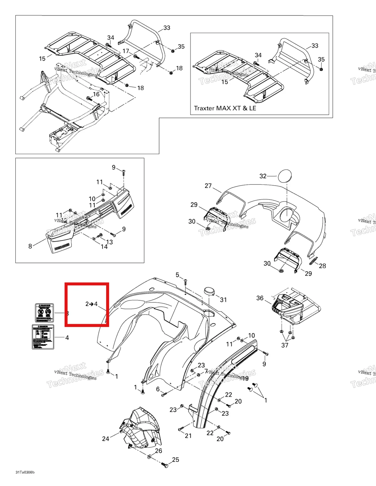 Деталь 703500277 на схеме узла 2003 Can-Am Traxter Max Body And Accessories, Rear View