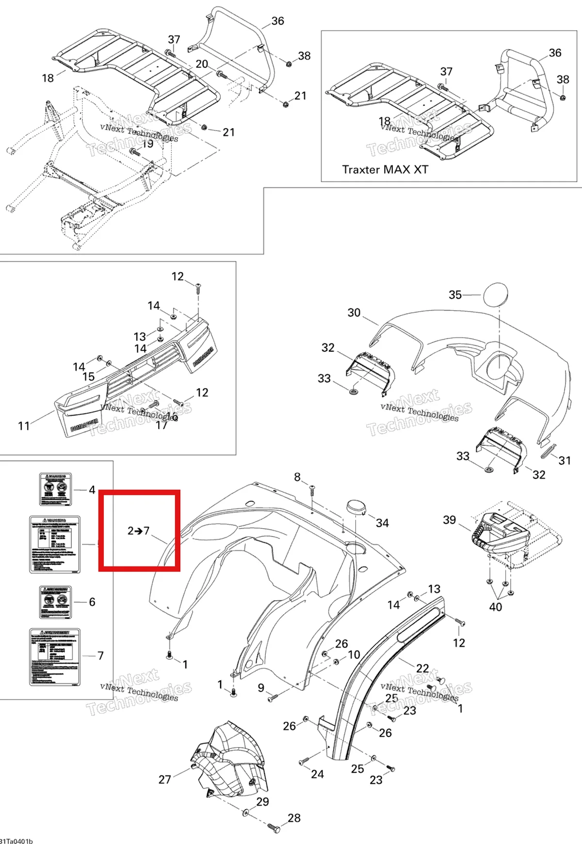 Деталь 703500360 на схеме узла 2004 Can-Am Traxter Max Std & Max XT Body And Accessories, Rear View