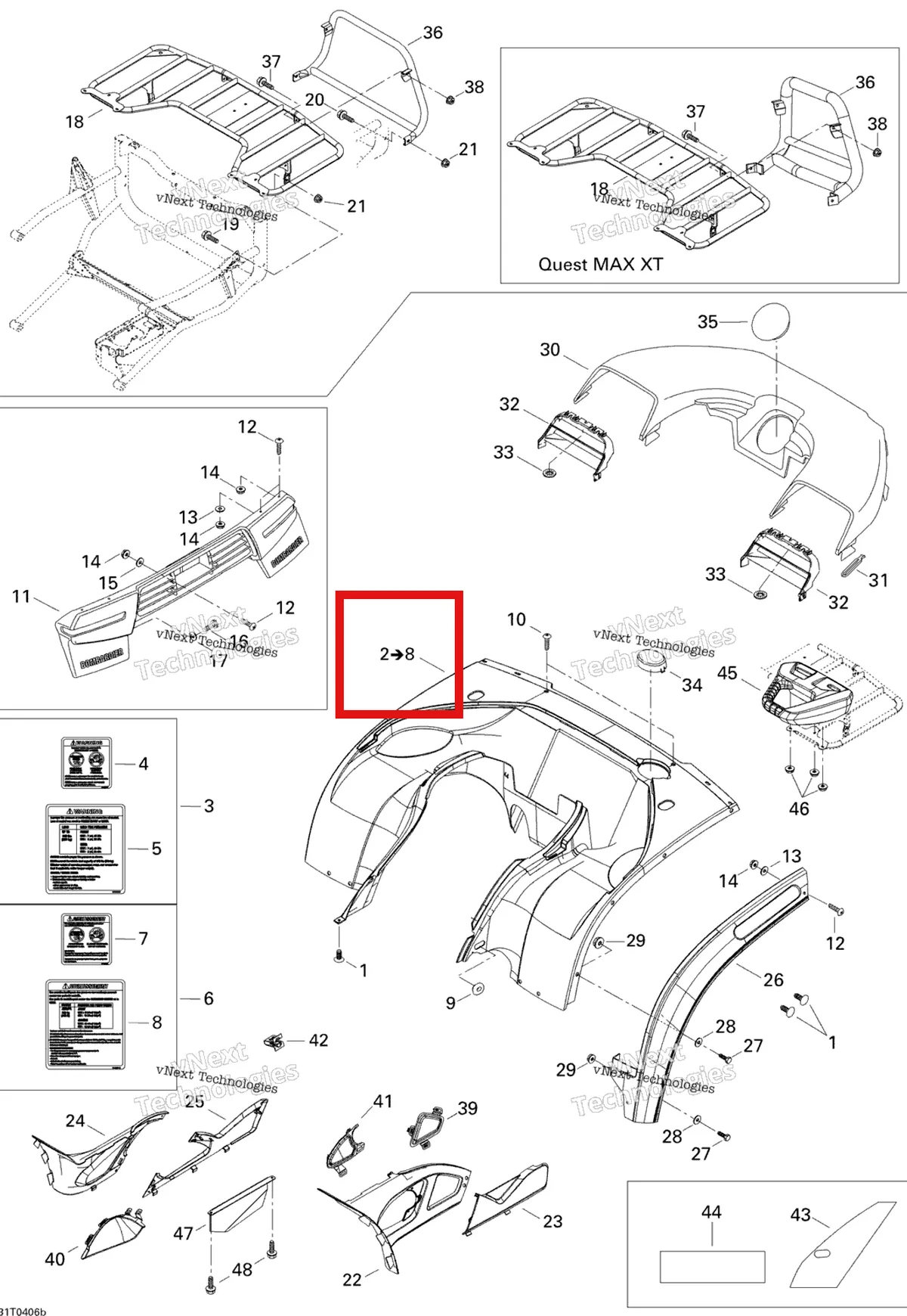 Деталь 703500403 на схеме узла 2004 Can-Am Quest MAX Body And Accessories, Rear View