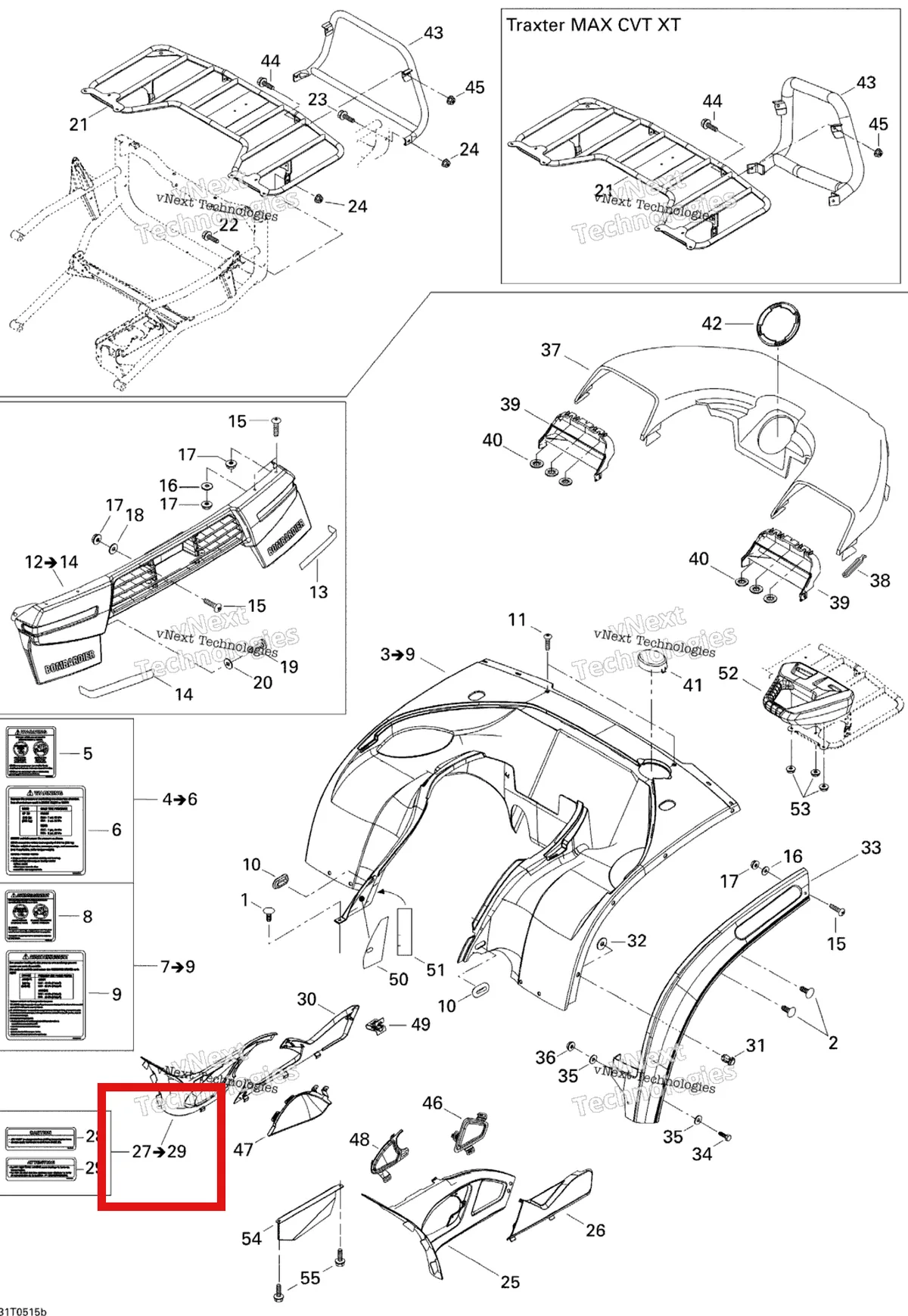Деталь 703500404 на схеме узла 2005 Can-Am Traxter Max CVT 650 Body And Accessories, Rear View