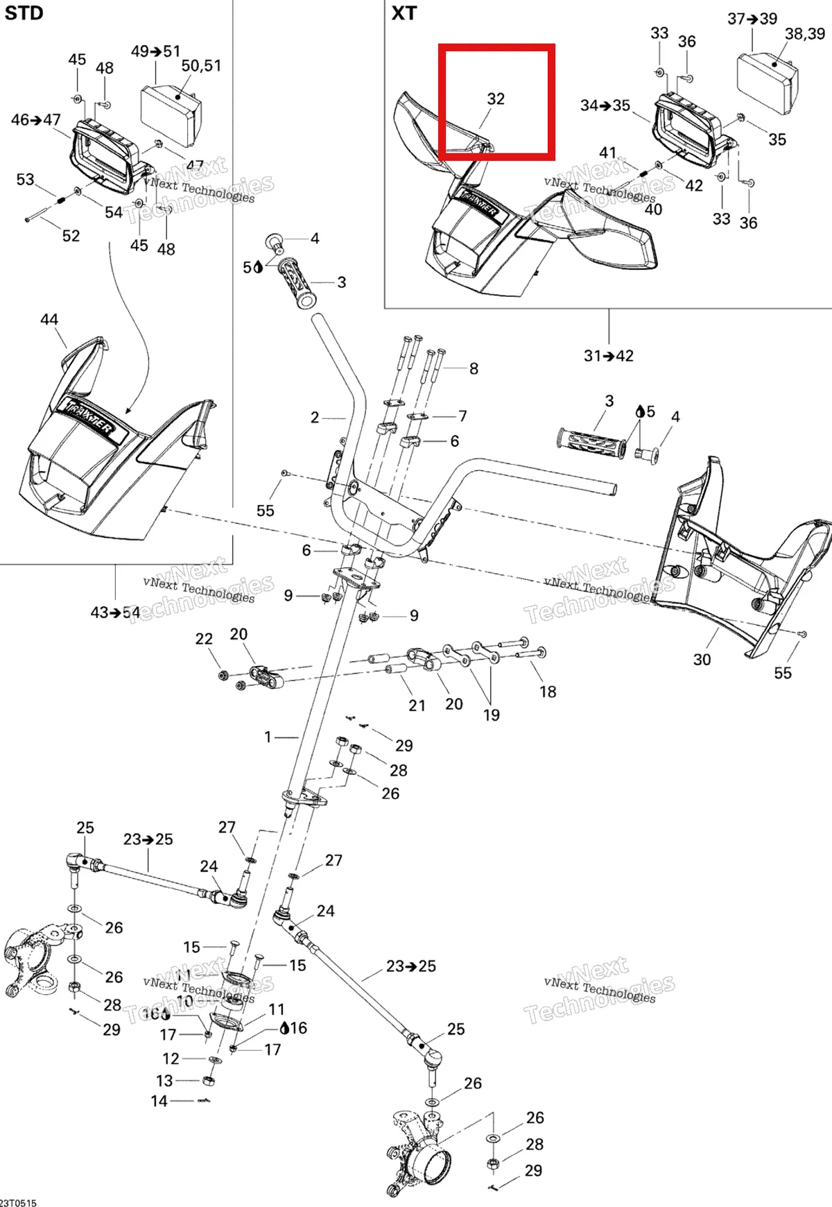 Деталь 703500499 на схеме узла 2005 Can-Am Traxter Max CVT 650 Steering System