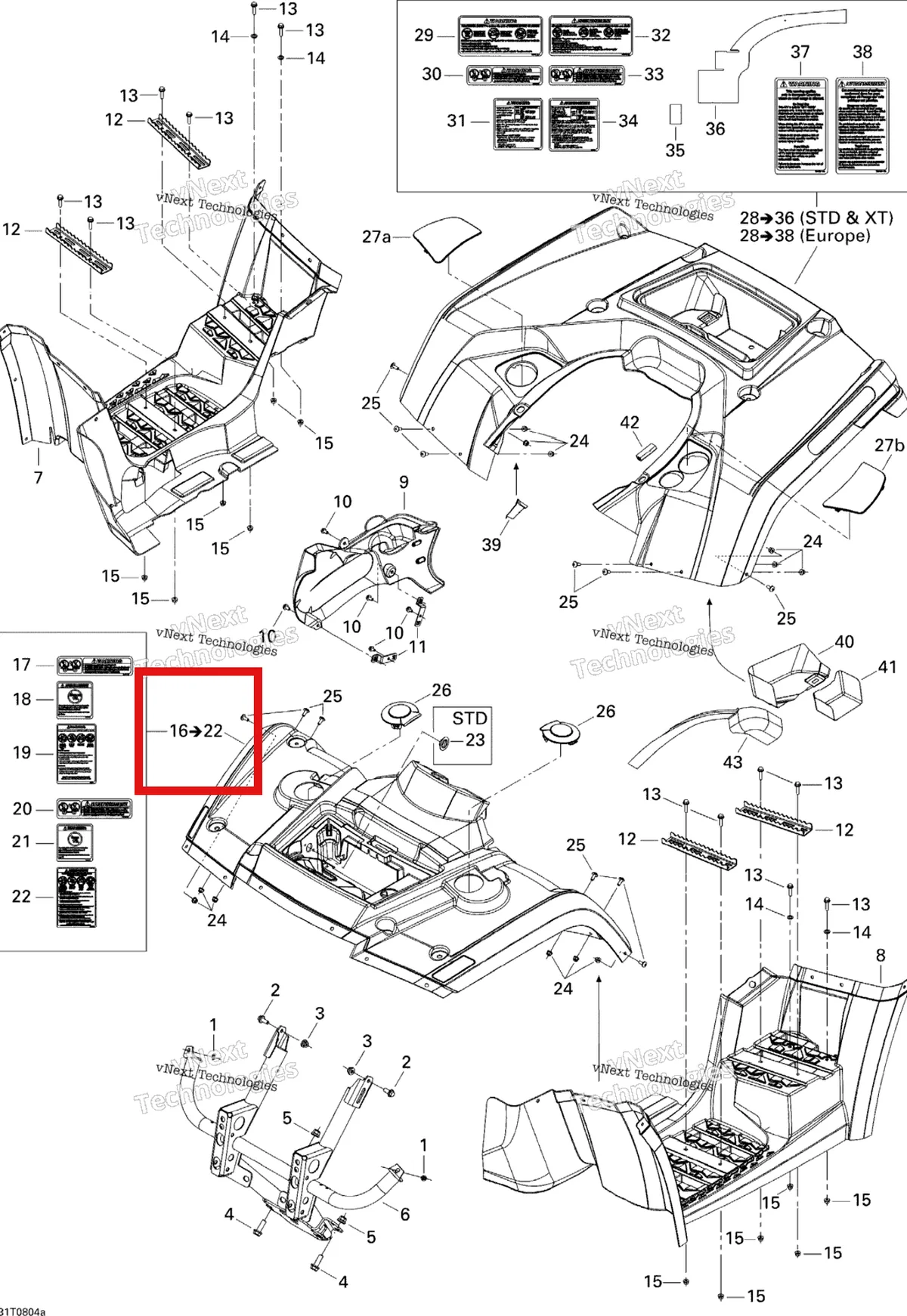 Деталь 703500526 на схеме узла 2008 Can-Am Outlander MAX 400 STD Body And Accessories 1, Std