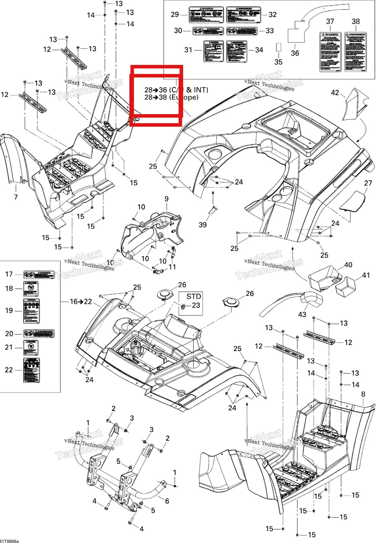 Деталь 703500567 на схеме узла 2008 Can-Am Outlander MAX 400 EFI STD Body And Accessories 1, Std