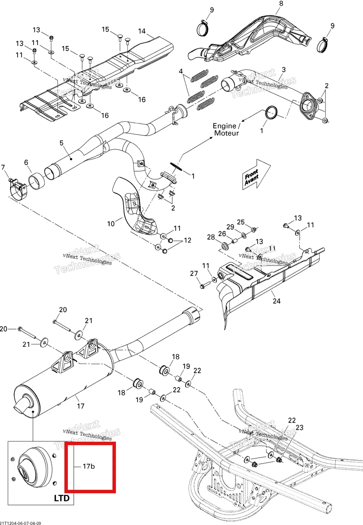 Деталь 703500701 на схеме узла 2012 Can-Am Outlander MAX 800REFI LTD Exhaust System