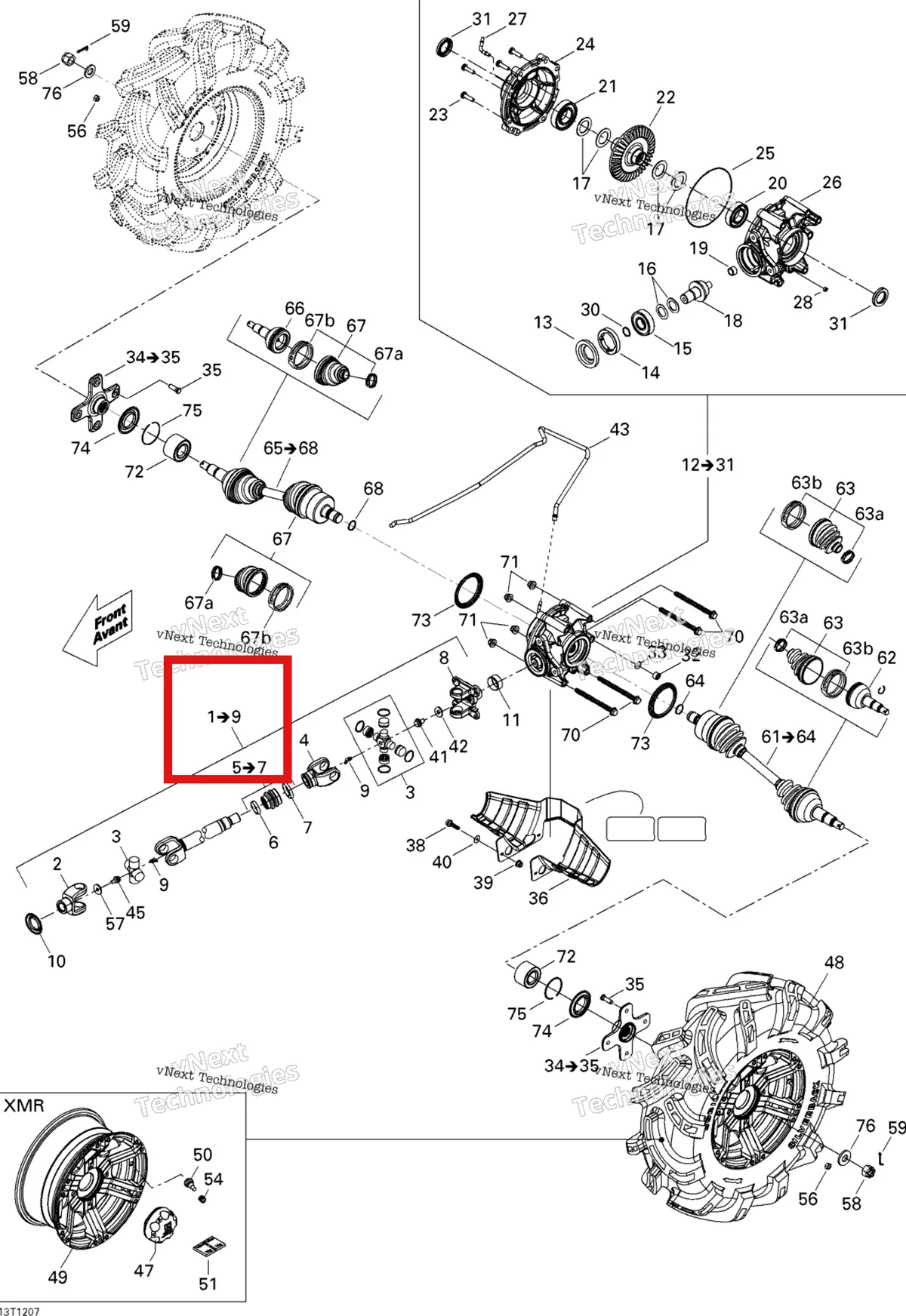 Деталь 703500770 на схеме узла 2012 Can-Am Outlander 800REFI Xmr Drive System, Rear