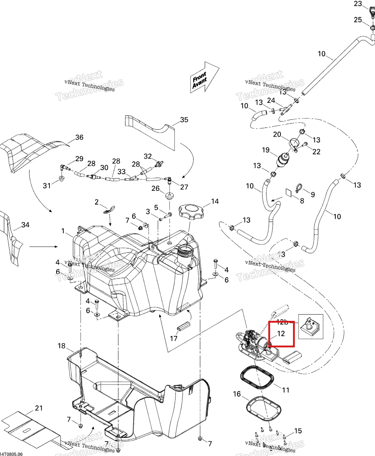 Деталь 703500771 на схеме узла 2008 Can-Am Outlander 400 EFI STD Fuel Tank