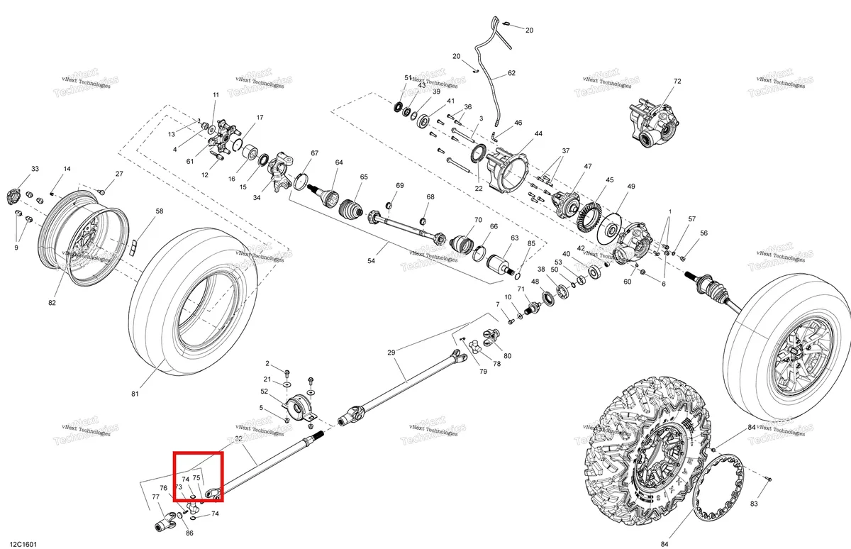 Деталь 703500813 на схеме узла 2016 Can-Am Commander - Commander MAX Drive System, Front