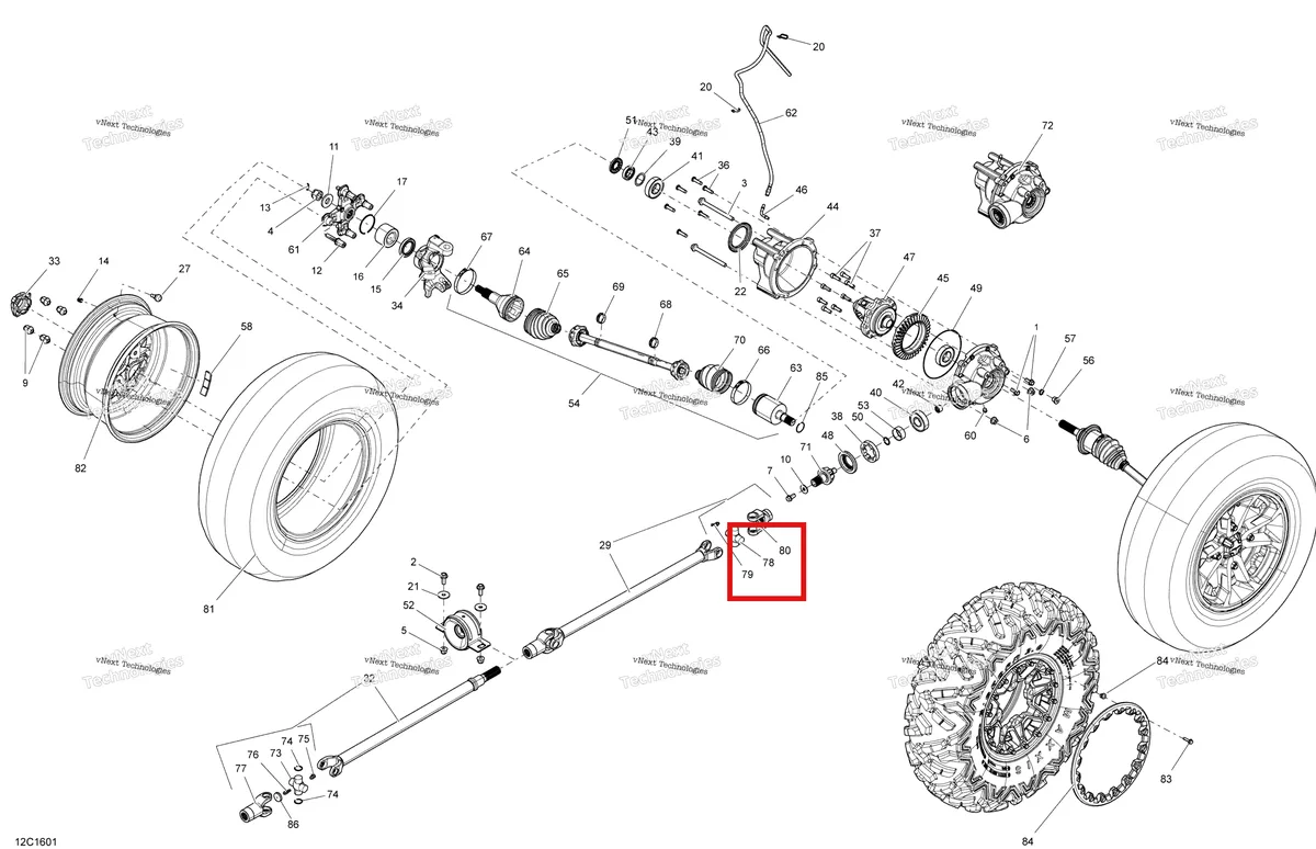 Деталь 703500814 на схеме узла 2016 Can-Am Commander - Commander MAX Drive System, Front