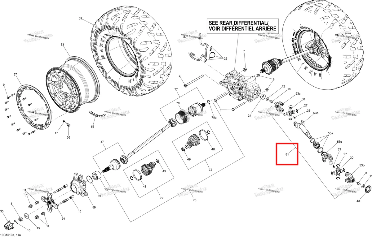 Деталь 703500877 на схеме узла 2015 Can-Am MAVERICK 1000 XDS-DPS Drive System, Rear