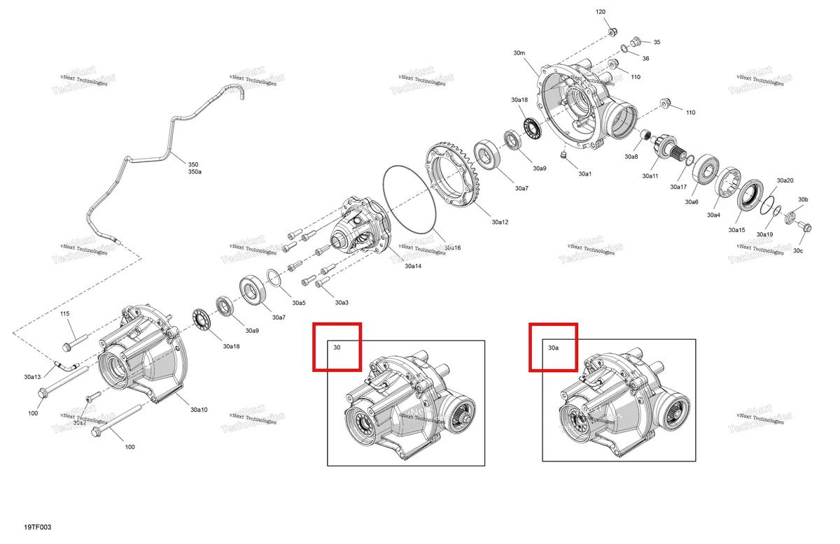Деталь 703500908 на схеме узла 2026 Can-Am RENEGADE - 4X4 - XXC - 1000R EFI - 5VTB - Catalyst Gray Drive - Front - Differential Parts
