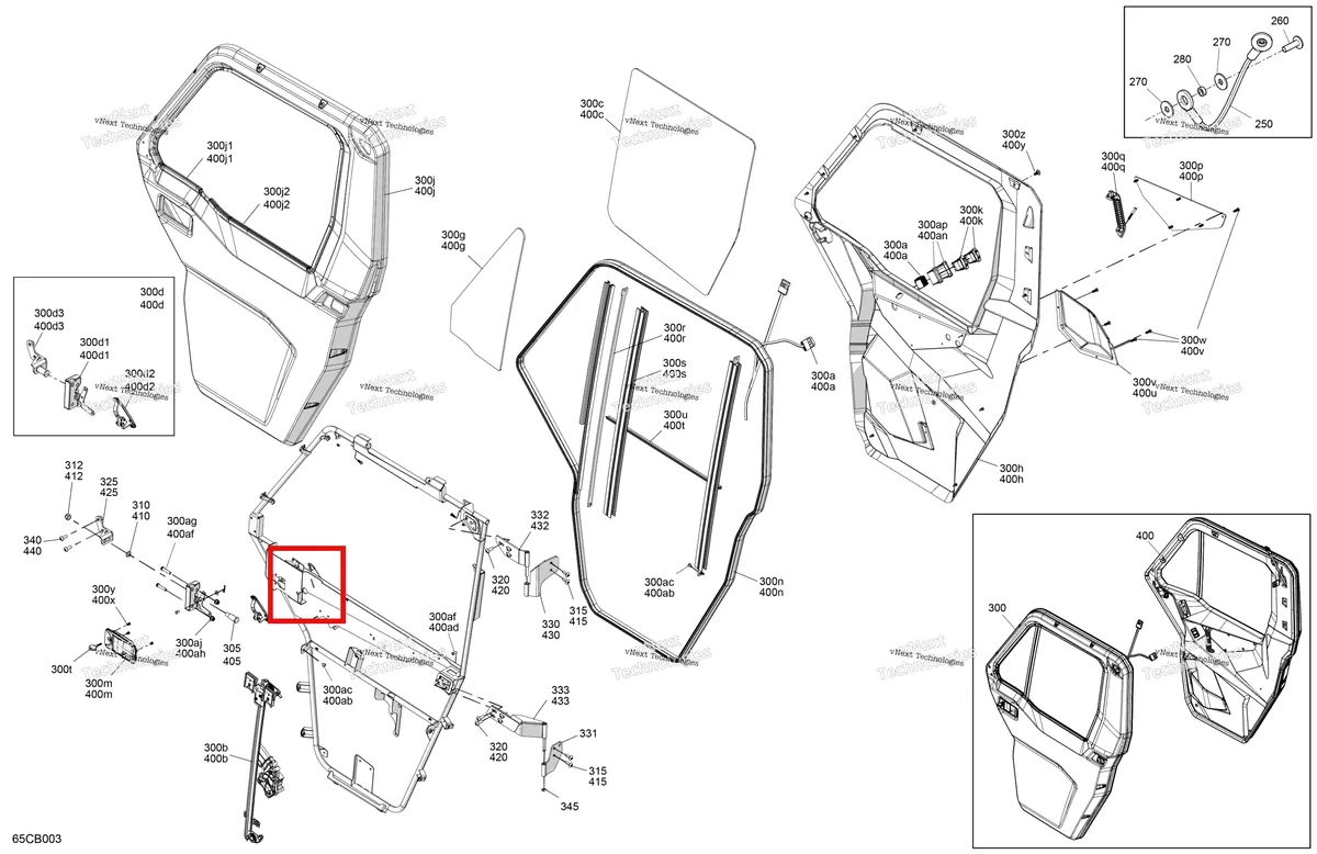 Деталь 703500915 на схеме узла Enclosure Cab - Doors