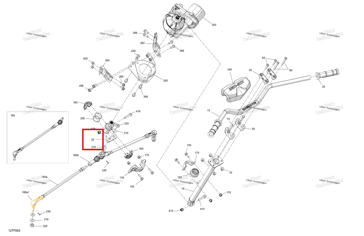 Деталь 703501160 на схеме узла 2026 Can-Am RENEGADE - 4X4 - XXC - 1000R EFI - 5VTB - Catalyst Gray Mechanic - Steering