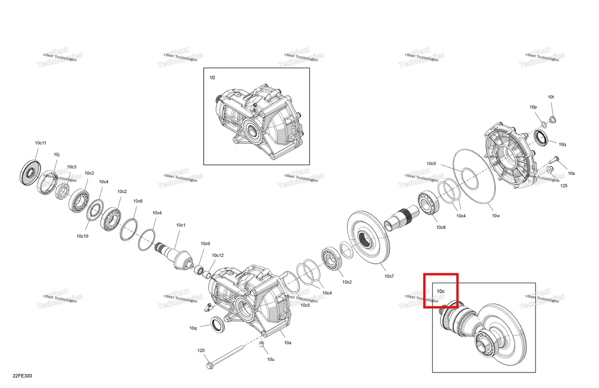 Деталь 703501229 (Шестерня комплект 10/36 зуб включает 10 c to 10 c12 Can-Am Outlander 4x4 XT 1000R (2025) (703501229)) на схеме узла 2025 Can-Am OUTLANDER - 4X4 - XT - 1000R - 4FSA - Platinum Silver Satin Drive - Final Drive Unit