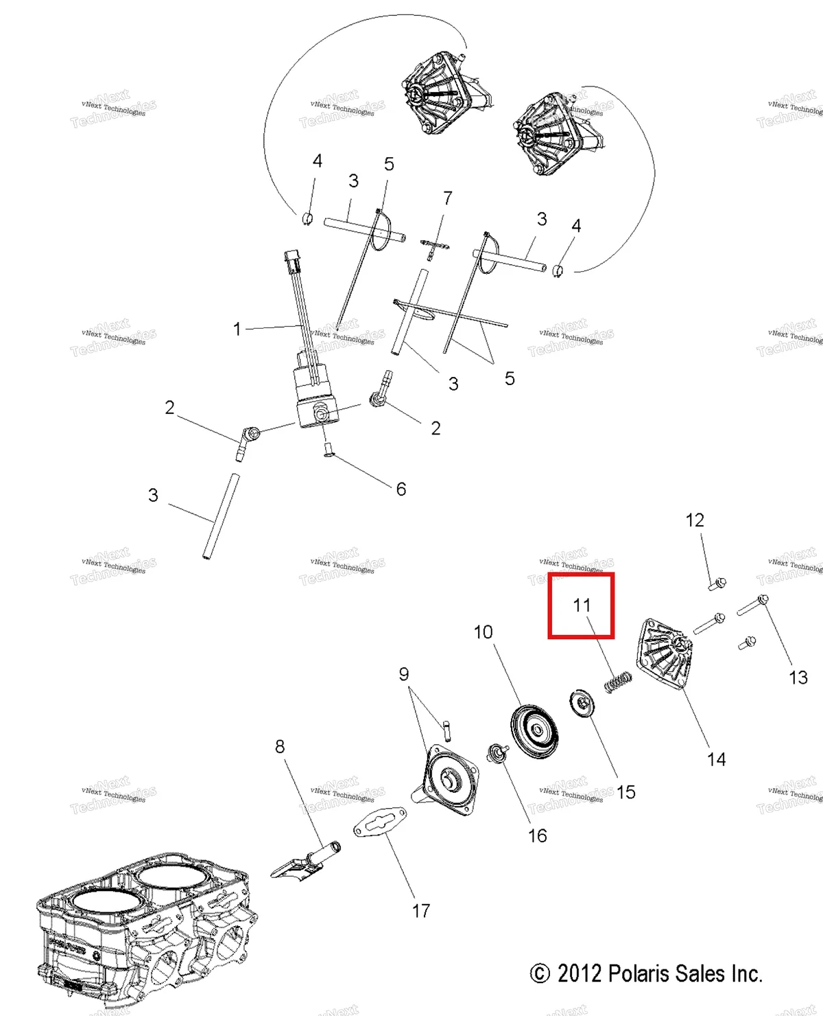 Деталь 7041704-02 на схеме узла Engine, Exhaust Valves & Solenoid All Options