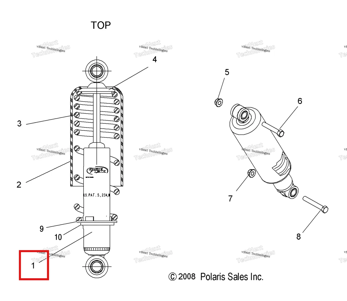 Деталь 7041742 на схеме узла Suspension, Shock, Front Track