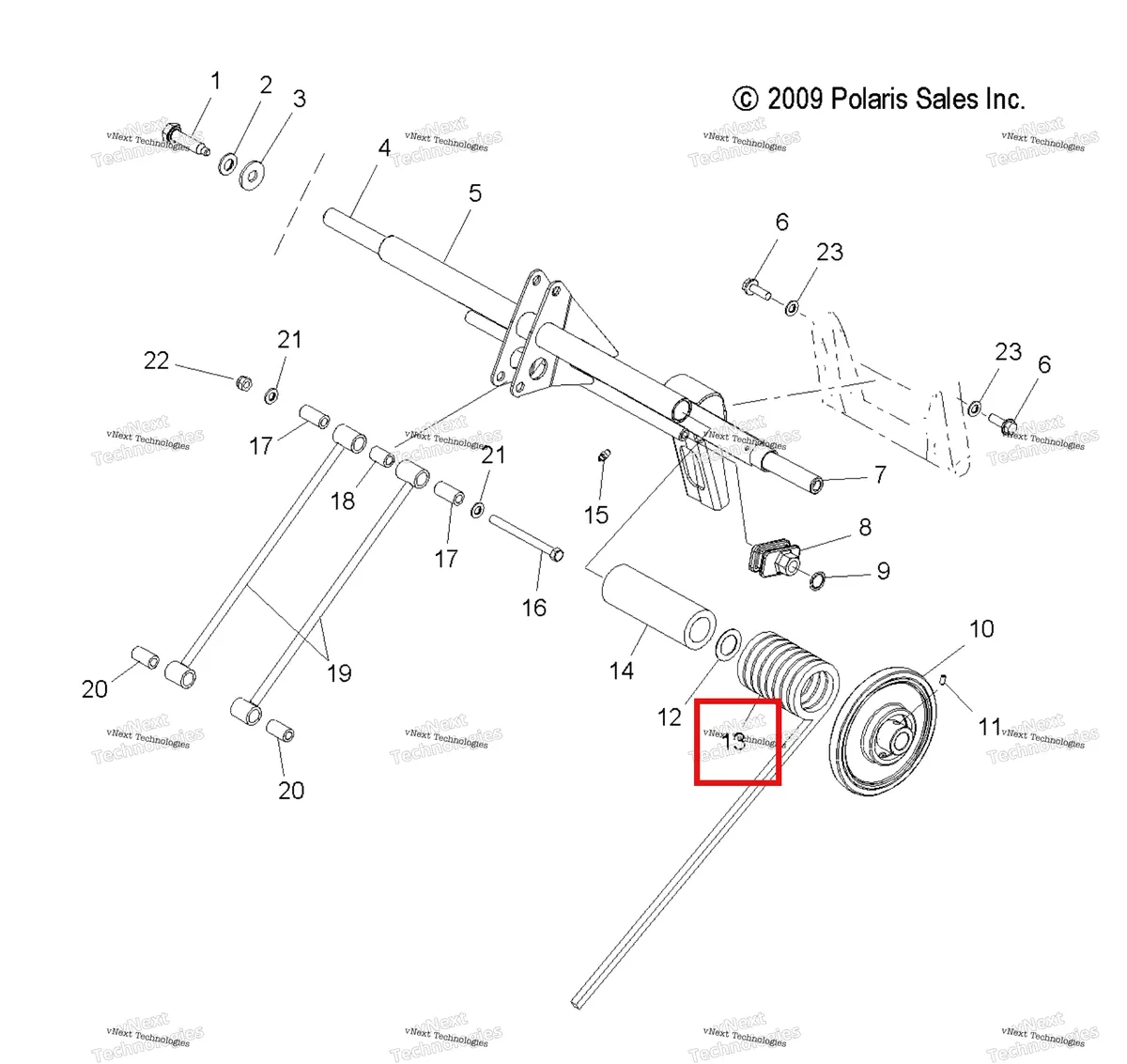 Деталь 7042282-067 на схеме узла Suspension, Torque Arm, Rear