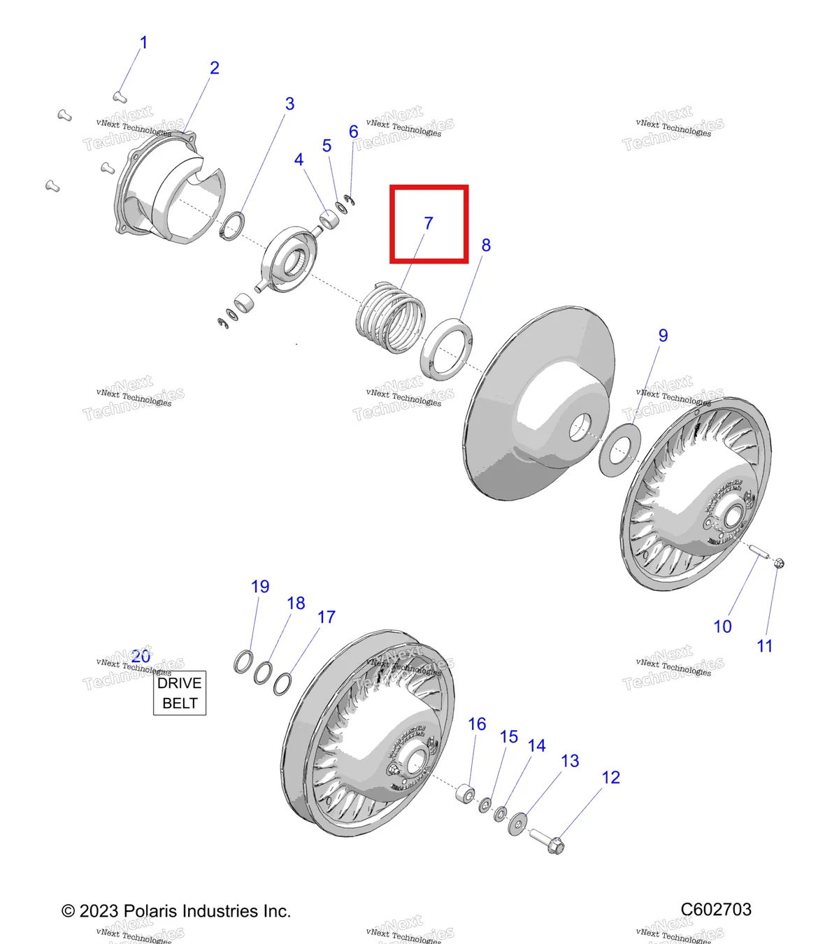 Деталь 7043057 на схеме узла Drive Train, Clutch, Secondary
