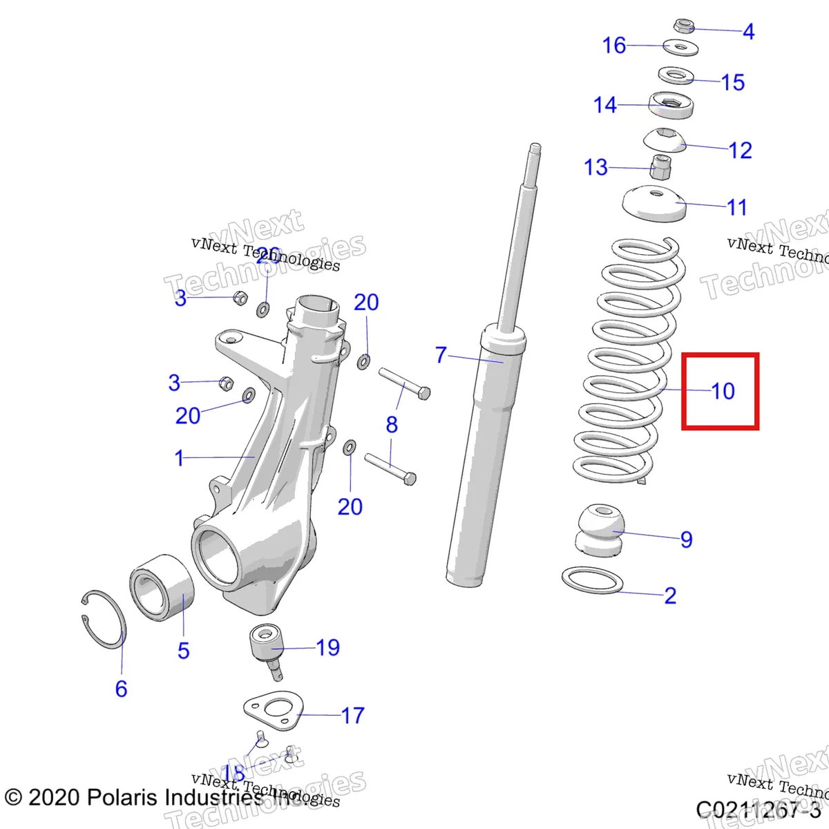 Деталь 7043247-067 на схеме узла Suspension, Front Strut
