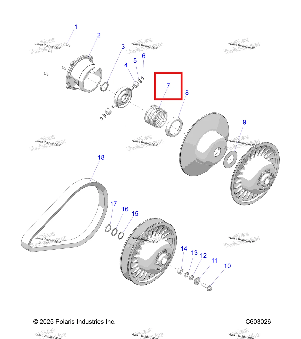 Деталь 7043363 на схеме узла Drive Train, Clutch, Secondary