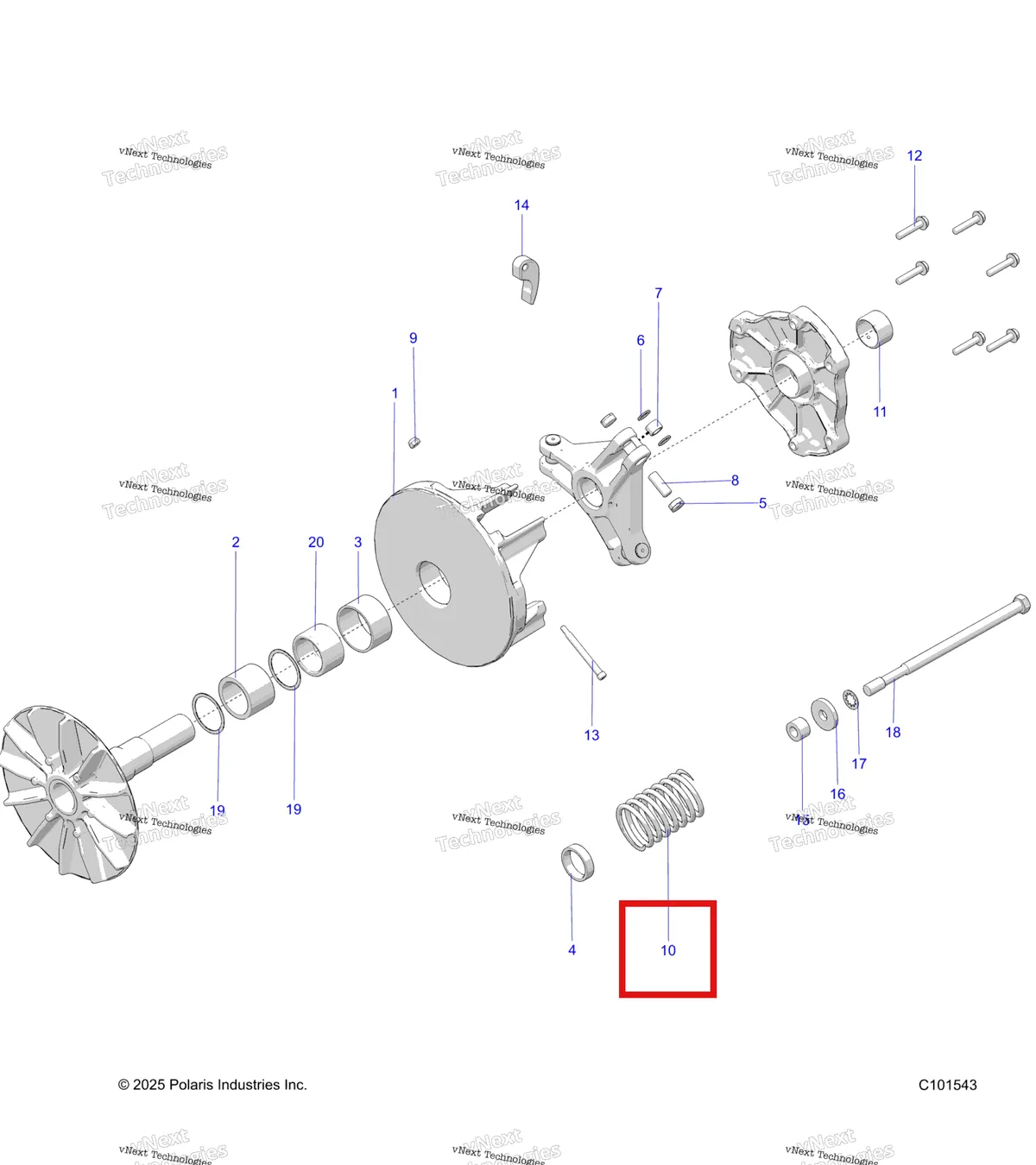 Деталь 7043594 на схеме узла Drive Train, Primary Clutch