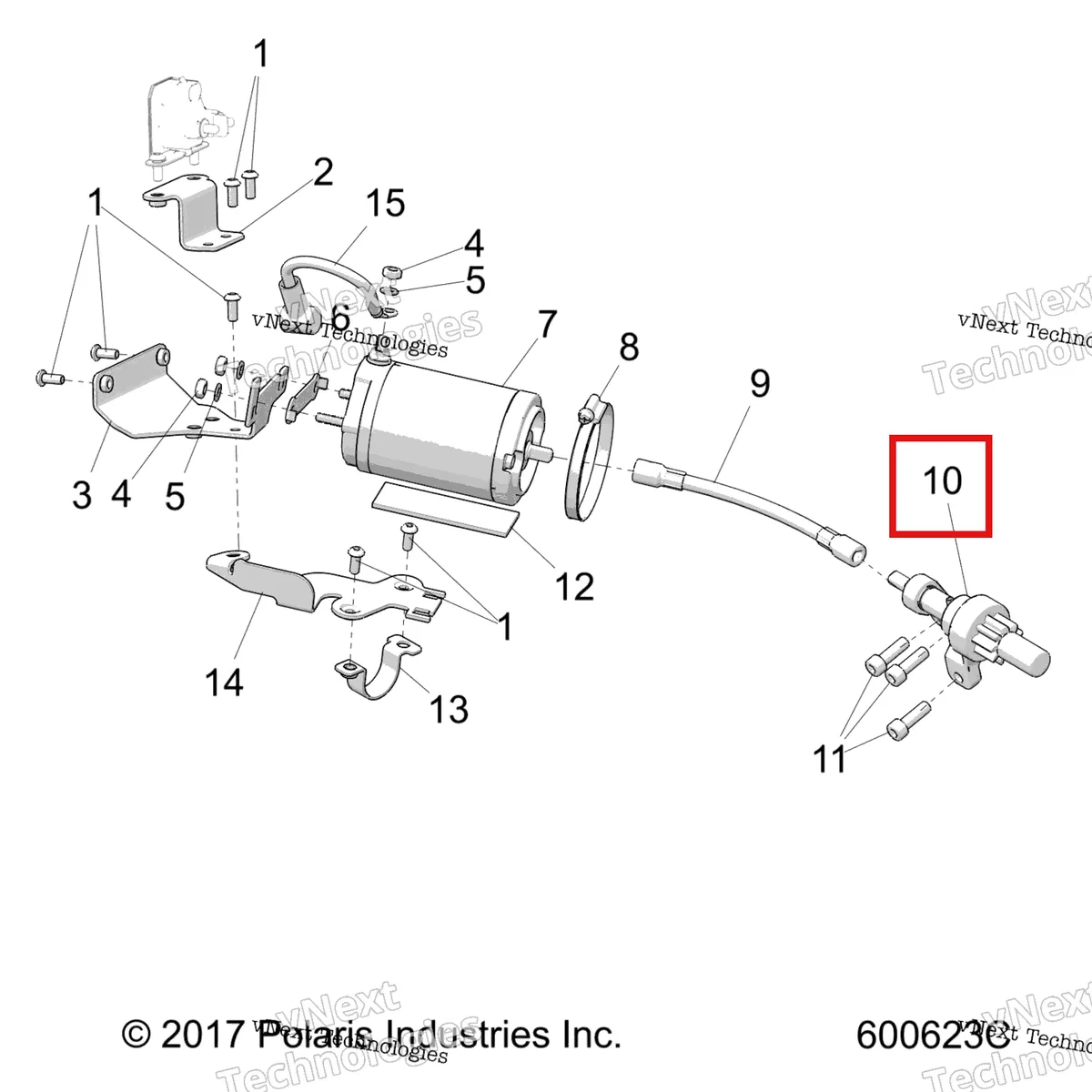 Деталь 7043742 (BENDIX пружина Polaris 800 AXYS Pro RMK LE 155 (2017) (7043742)) на схеме узла Engine, Starter Motor Elect. Start Option