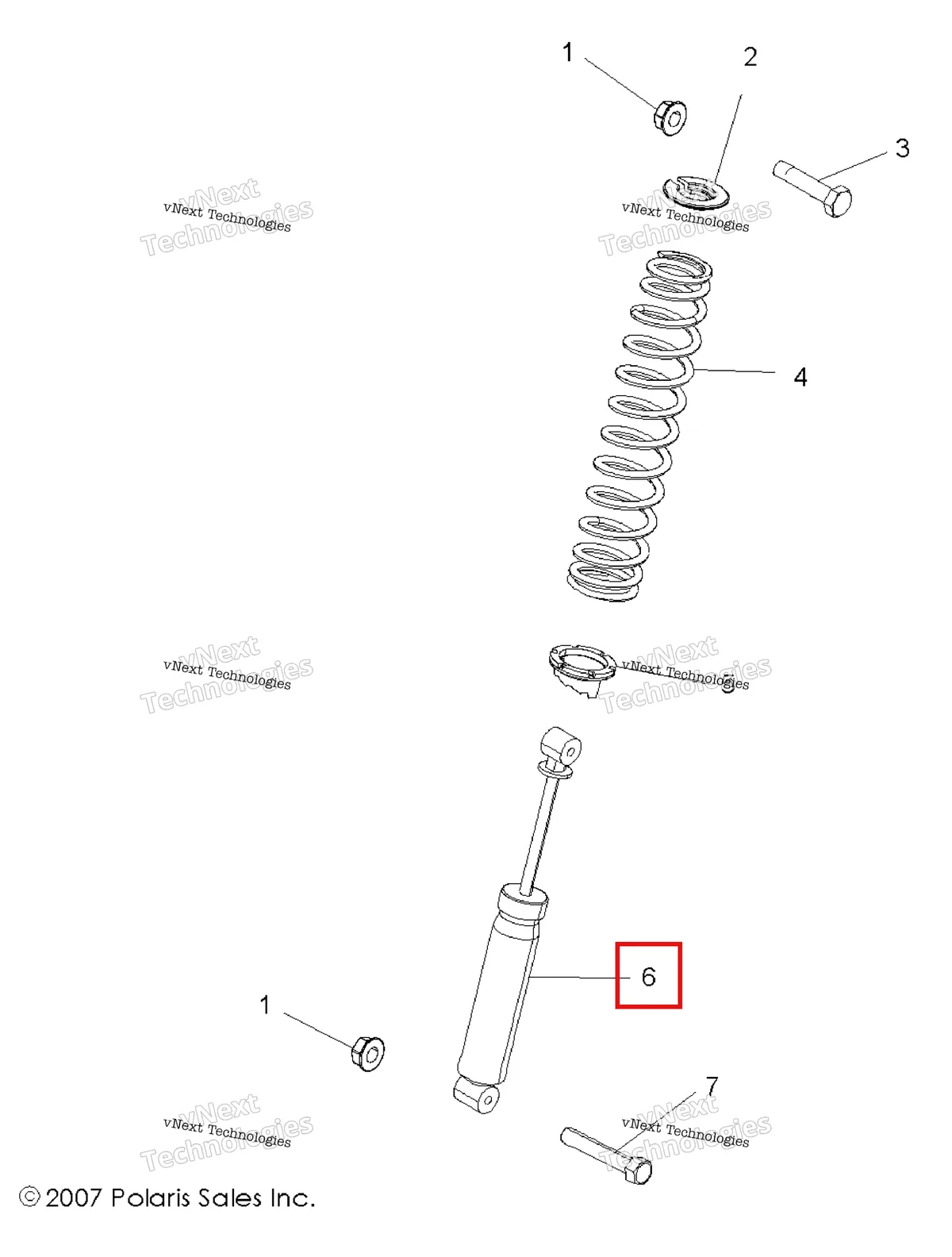 Деталь 7043761 на схеме узла Suspension, Front Shock Mounting