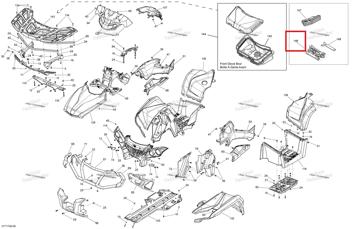 Деталь 704700148 (Tool комплект Can-Am Outlander 1000 EFI DPS XT XT-P (2014) (704700148)) на схеме узла 2018 Can-Am OUTLANDER 6X6 - 650 EFI Body And Accessories, Front View_1